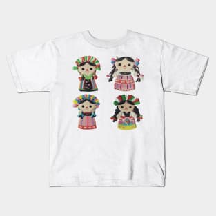 Lele Mexican Doll authentic toy cute ribbon Queretaro Mexico Kids T-Shirt